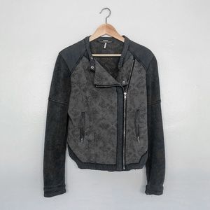Free People Moto Style Sweatshirt Jacket